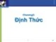 Bài giảng Đại số tuyến tính - Chương 3: Định thức