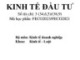 Bài giảng Kinh tế đầu tư - Chương 1: Tổng quan về đầu tư và đầu tư phát triển