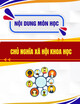 Nội dung môn học Chủ nghĩa xã hội khoa học
